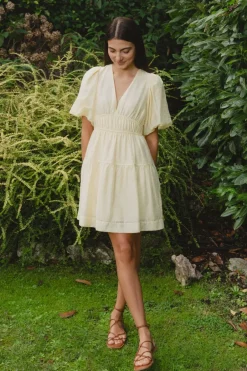 Georgia Mae Axel Butter Puff Sleeve Bow Back Mini Dress
