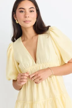 Georgia Mae Axel Butter Puff Sleeve Bow Back Mini Dress
