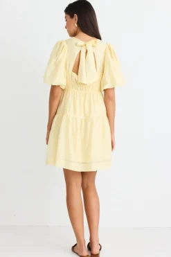 Georgia Mae Axel Butter Puff Sleeve Bow Back Mini Dress