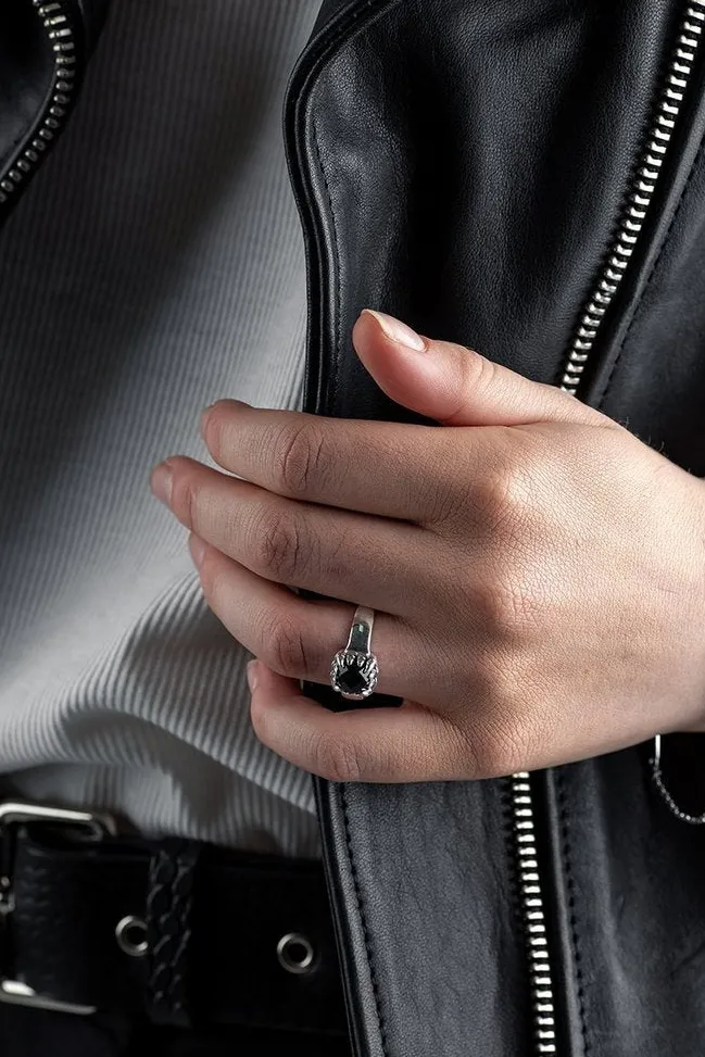 Stolen Girlfriends Club Baby Claw Ring with Black Onyx Stone