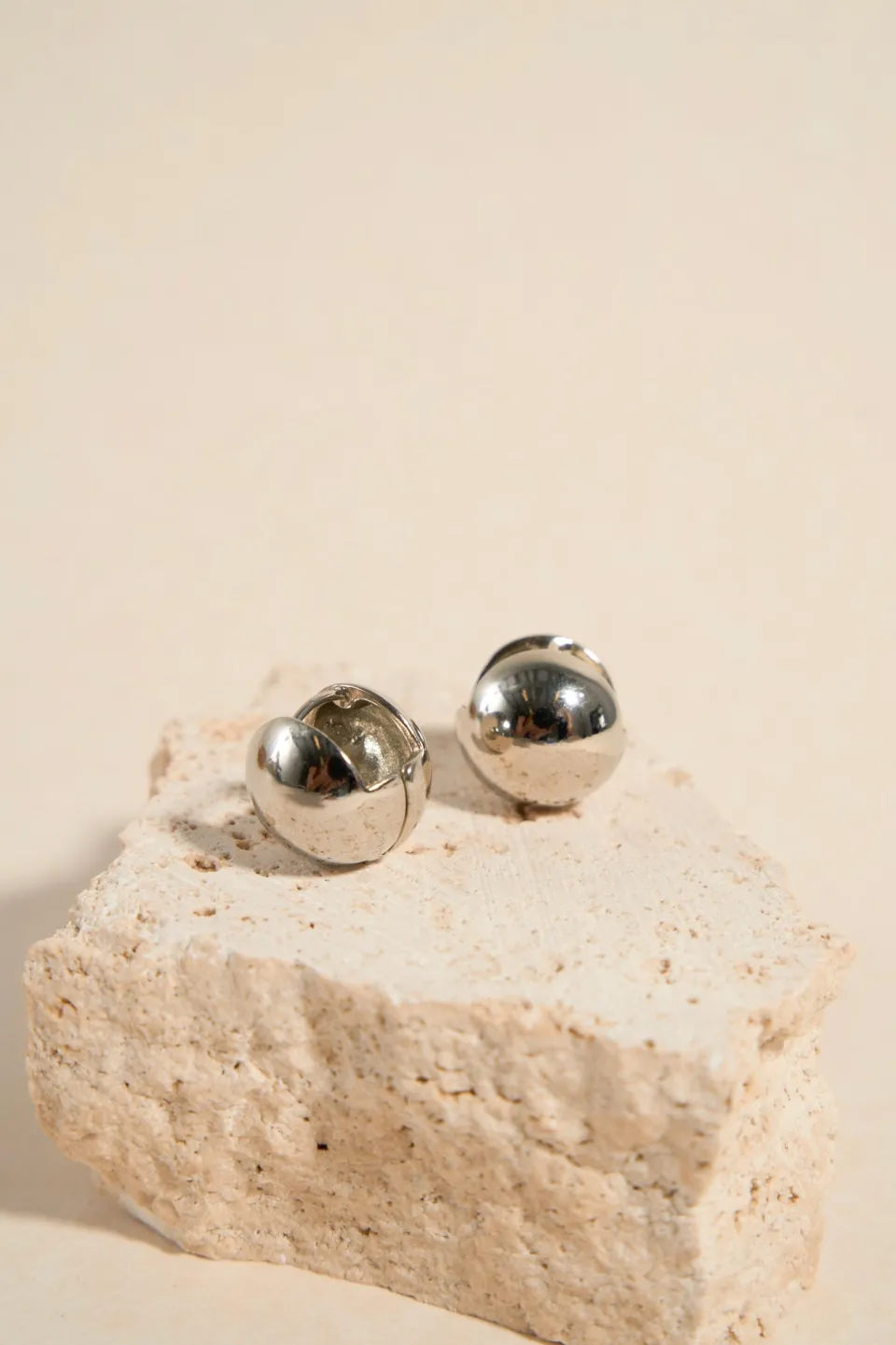 Humble + Heart Ball EOL Rhodium Hoop Earrings