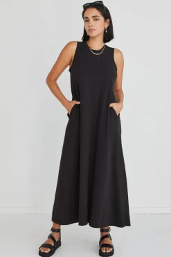 Among the Brave Base Black Knit Swing Dress