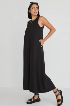 Among the Brave Base Black Knit Swing Dress