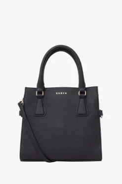 Saben Beau Black Leather Suede Side Crossbody Bag