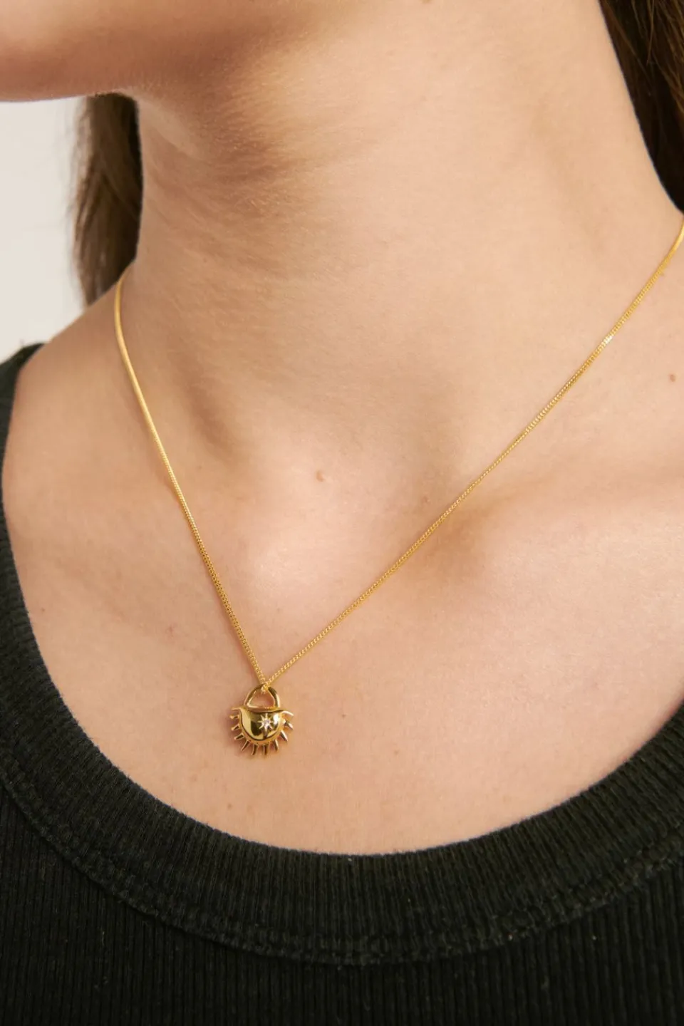 Brie Leon Bebe Solida 18k Gold Plated Pendant Necklace