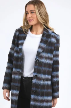 Foxwood Bennett Chocolate Blue Check Coat