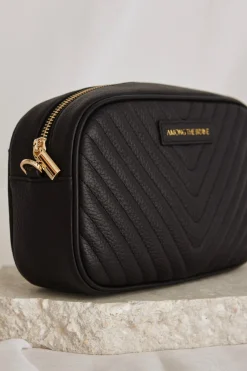 Among the Brave Berlin Black Leather Chevron Quilted Bag