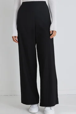 Among the Brave Best Life Black Pinstripe Wide Leg Pant