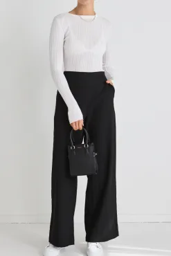 Among the Brave Best Life Black Pinstripe Wide Leg Pant