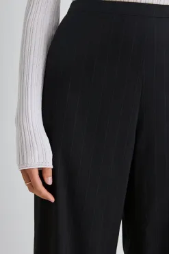 Among the Brave Best Life Black Pinstripe Wide Leg Pant