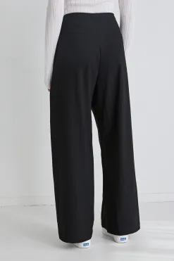 Among the Brave Best Life Black Pinstripe Wide Leg Pant