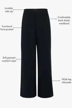 Among the Brave Best Life Black Soft Crepe Wide Leg Pant