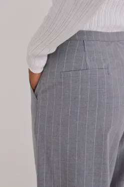 Among the Brave Best Life Grey Pinstripe Wide Leg Pant