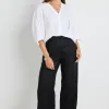 By Rosa. Bestow Black Linen Elastic Back Wide Leg Pants