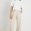 By Rosa. Bestow Natural Linen Elastic Back Wide Leg Pants