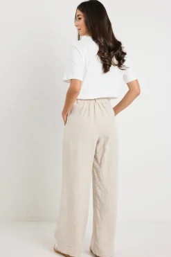 By Rosa. Bestow Natural Linen Elastic Back Wide Leg Pants