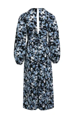 Among the Brave Better Than Ever Large Blue Floral Puff Sleeve Tiered Maxi Dress