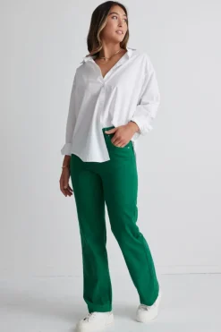 Among the Brave Billie Apple Green Wide Leg Jeans
