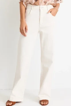 Among the Brave Billie Ivory High Waist Wide Leg Jean