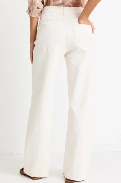 Among the Brave Billie Ivory High Waist Wide Leg Jean