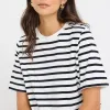 RE:UNION Label Binding Black White Stripe Boxy Fit Tee