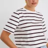 RE:UNION Label Binding Chocolate White Stripe Boxy Fit Tee