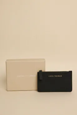 Among the Brave Black Leather Card Holder