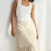 Among the Brave Blazing Sand Tiered Linen Midi Skirt