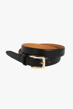 Loop Leather Bliss Black Leather Gold Buckle Belt