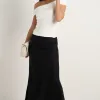 RE:UNION Label Bliss Black Linen Bias Midi Skirt