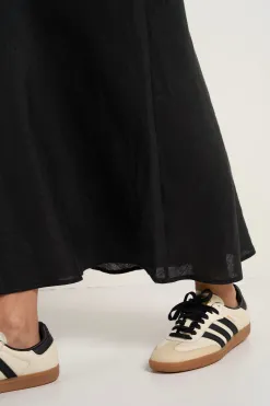 RE:UNION Label Bliss Black Linen Bias Midi Skirt