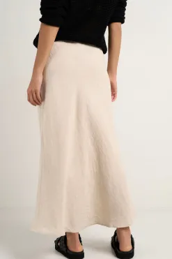 RE:UNION Label Bliss Natural Linen Bias Midi Skirt