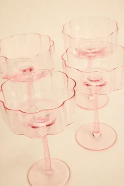 Willow u0026 Mae Bloom Wavy Pink Cocktail Glass