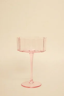 Willow u0026 Mae Bloom Wavy Pink Cocktail Glass
