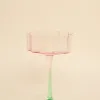 Willow u0026 Mae Bloom Wavy Pink Green Cocktail Glass