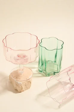 Willow u0026 Mae Bloom Wavy Pink Short Cocktail Glass