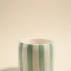Flo's Home Blue Stone Stripe Large Ceramic Soy Wax Candle