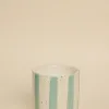 Flo's Home Blue Stone Stripe Small Ceramic Soy Wax Candle