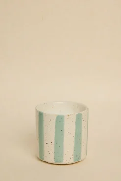 Flo's Home Blue Stone Stripe Small Ceramic Soy Wax Candle