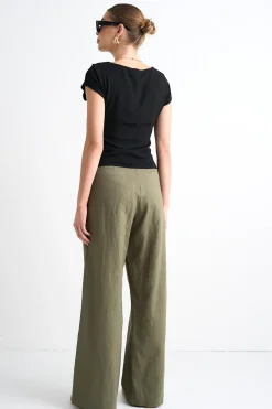 Ivy + Jack Boardwalk Soft Khaki Ramie Extended Waist Pants
