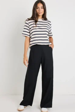 Ivy + Jack Boulevard Black Linen Viscose Wide Leg Pants
