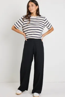 Ivy + Jack Boulevard Black Linen Viscose Wide Leg Pants