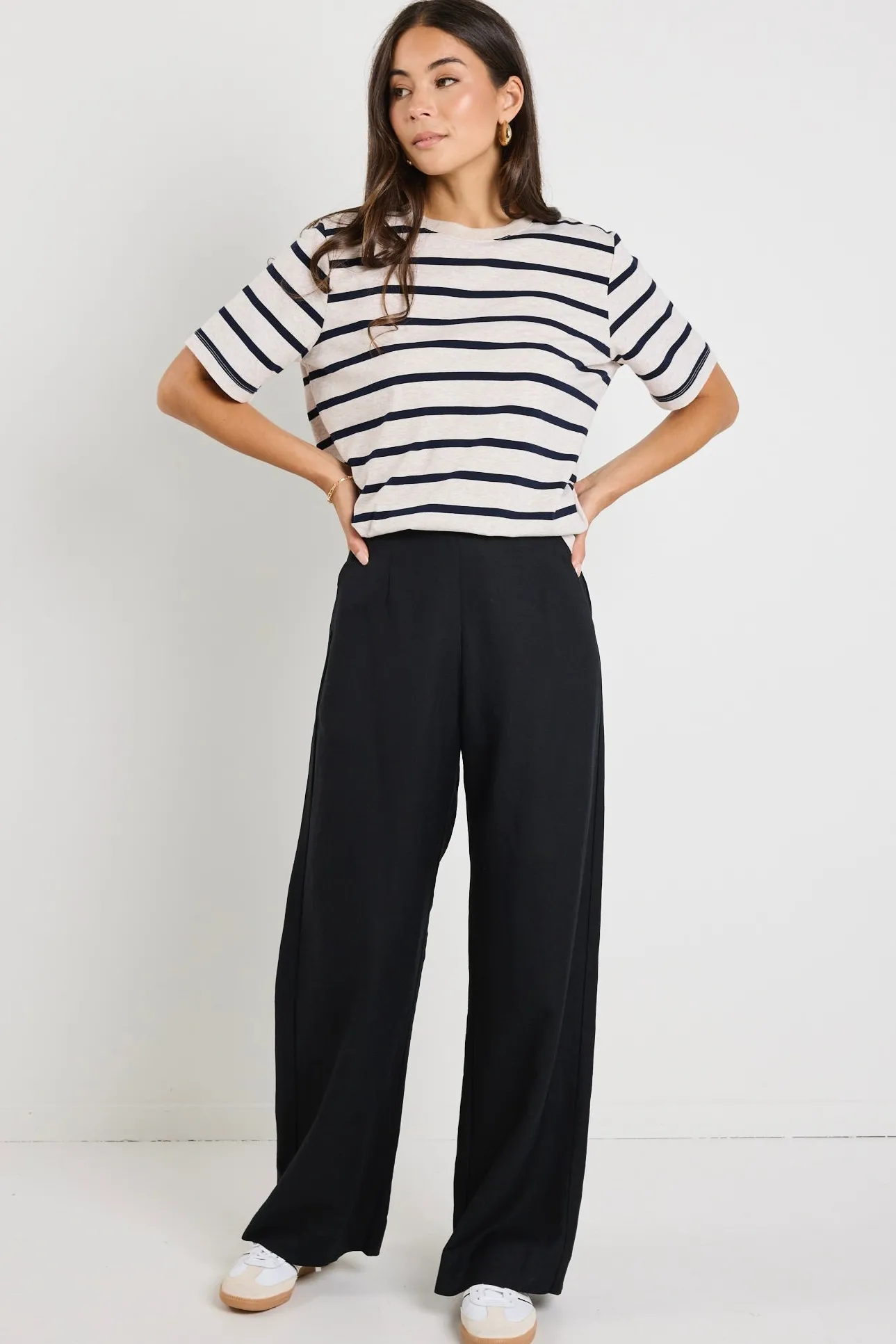 Ivy + Jack Boulevard Black Linen Viscose Wide Leg Pants