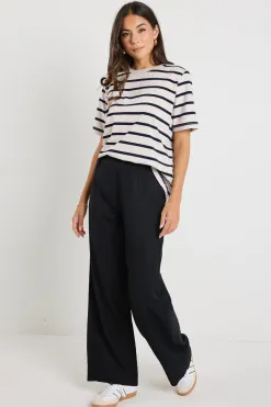 Ivy + Jack Boulevard Black Linen Viscose Wide Leg Pants