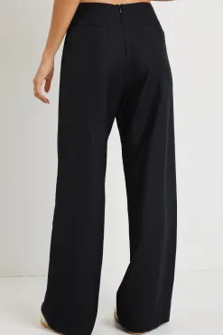 Ivy + Jack Boulevard Black Linen Viscose Wide Leg Pants