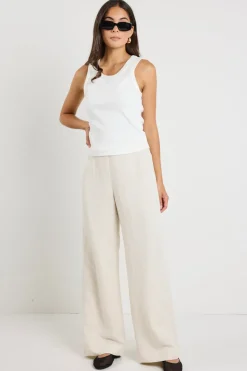 Ivy + Jack Boulevard Natural Linen Viscose Wide Leg Pants