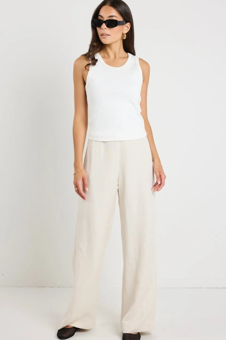 Ivy + Jack Boulevard Natural Linen Viscose Wide Leg Pants