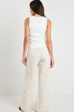 Ivy + Jack Boulevard Natural Linen Viscose Wide Leg Pants