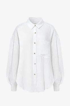 By Rosa. Breezy White Muslin Drop Shoulder Shirt