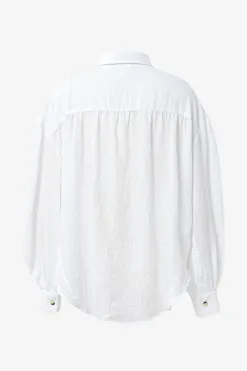By Rosa. Breezy White Muslin Drop Shoulder Shirt